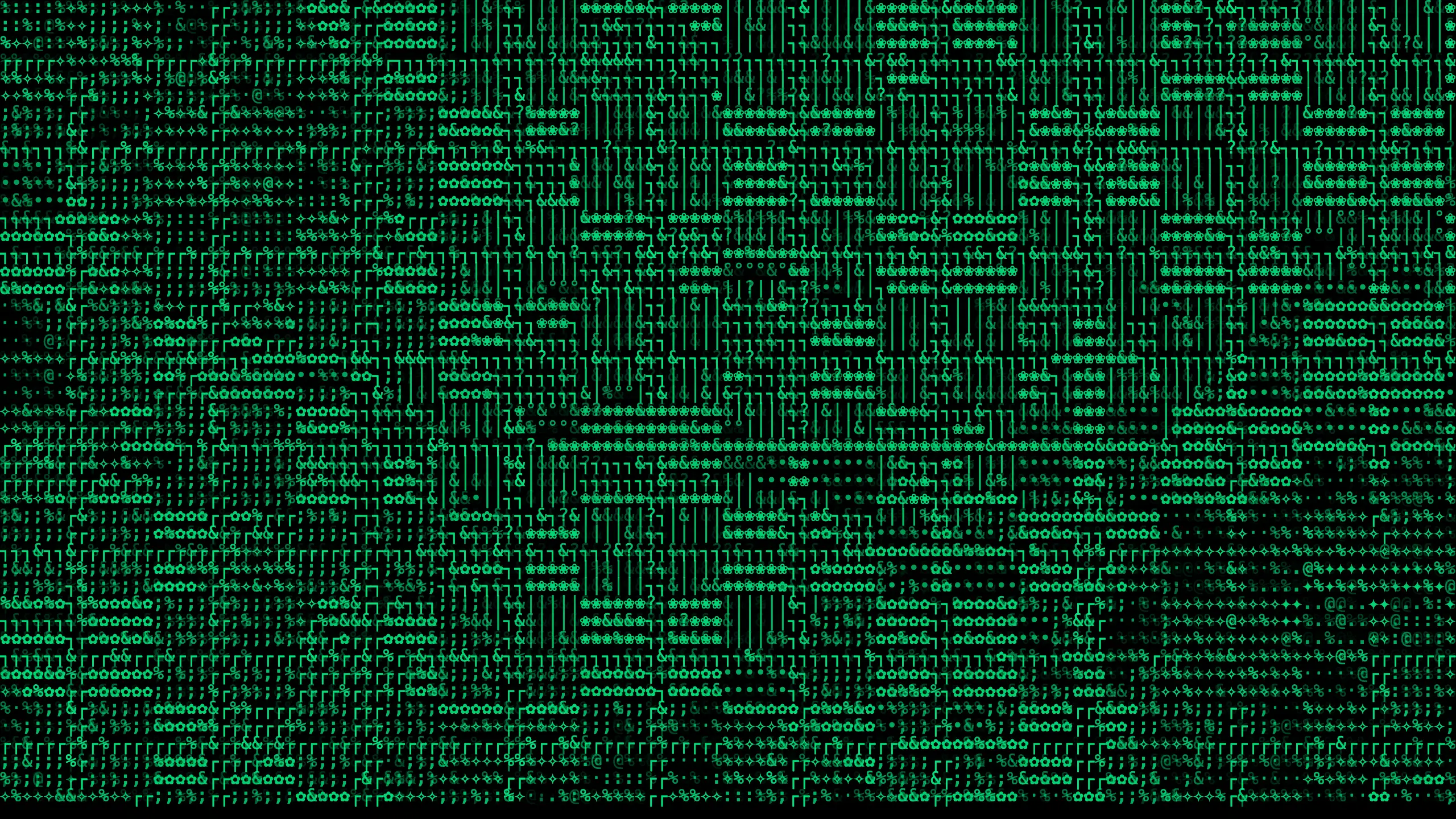 Digital Forest look from the ASCII Visual Engine, dense green glyph blocks on black