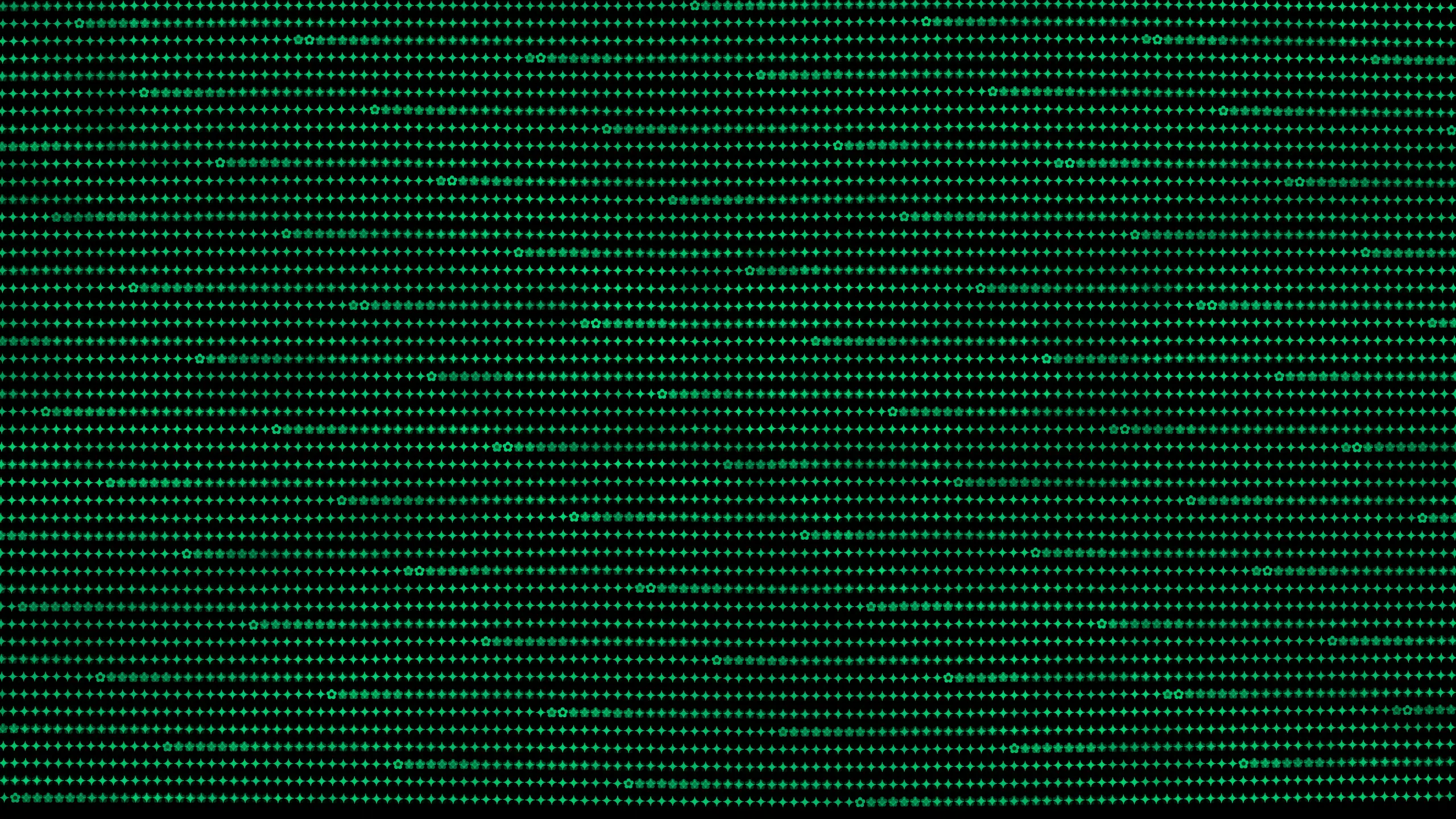 Organic Bloom look, a breathing field of small green glyphs with scattered bright stars