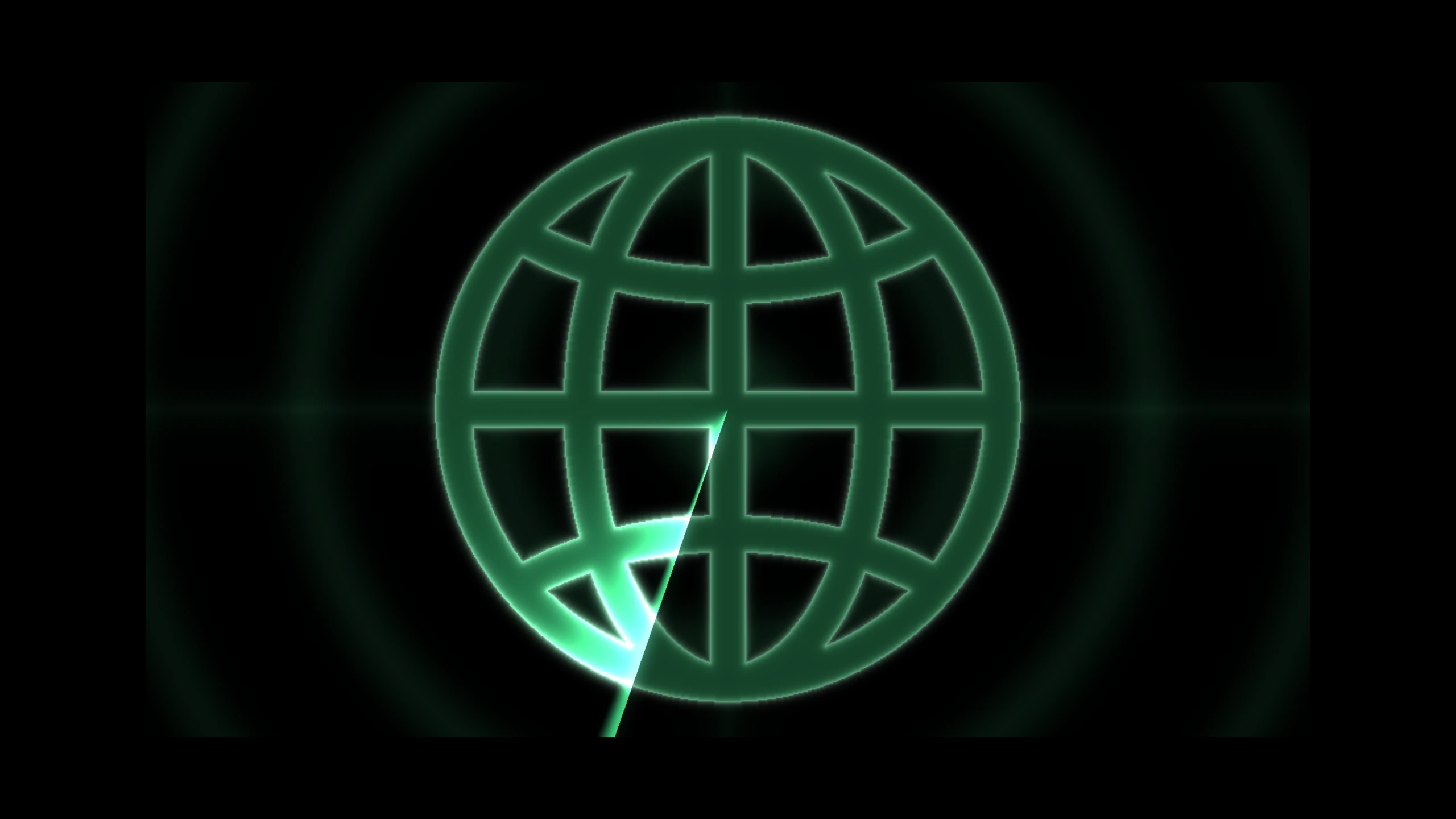 A Sonar Radar Sweep render of a globe logo in green