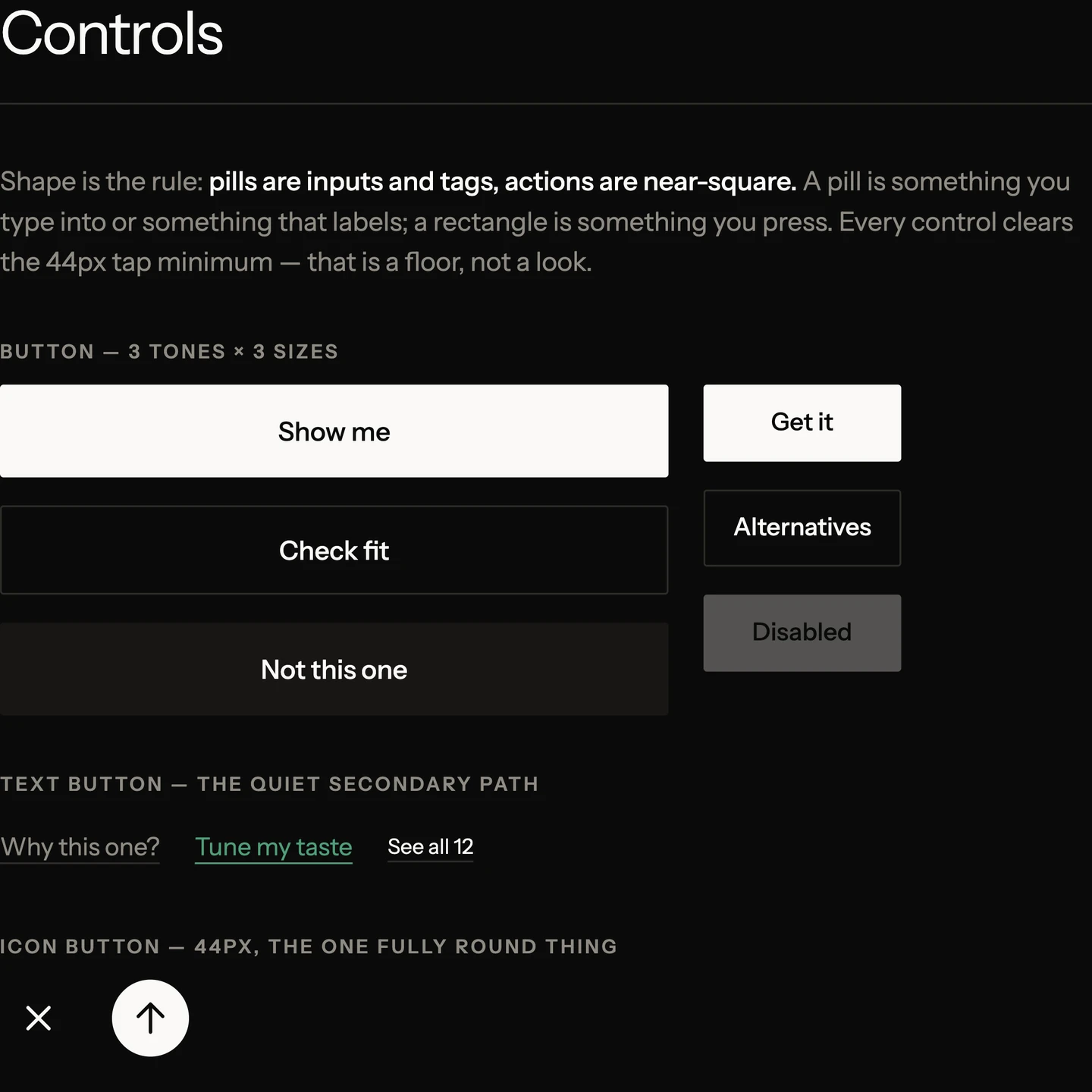 Design system: buttons, text buttons, icon buttons and chips