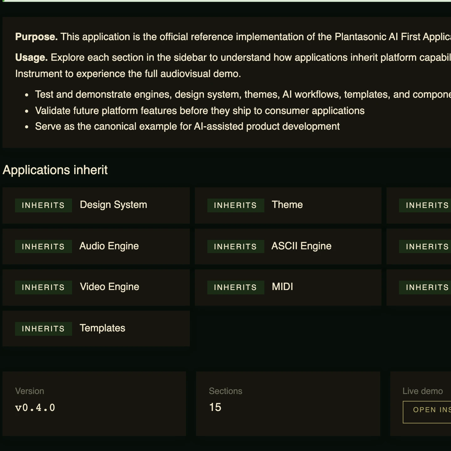 The Applications inherit grid of platform capabilities